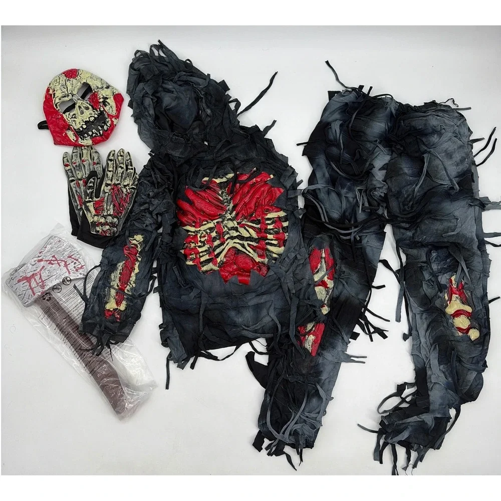 Spooktacular Creations Kids Zombie Costume Medium 8-10 Mask Axe Gloves 5pc Set